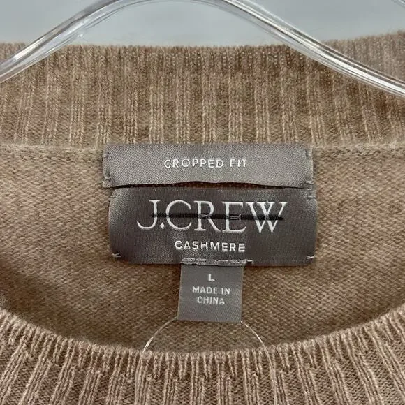 J. Crew Shrunken Cropped 100% Cashmere Sweater - Tan - Large - NWOT - Picture 4 of 6